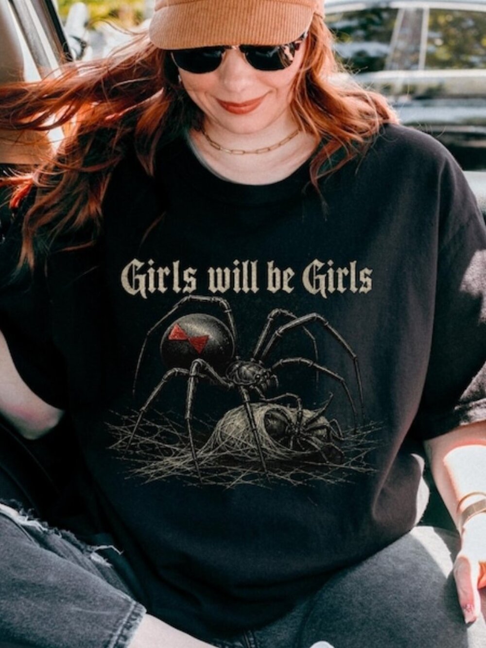 Girls Will Be Girls Black Widow Feminist Tee